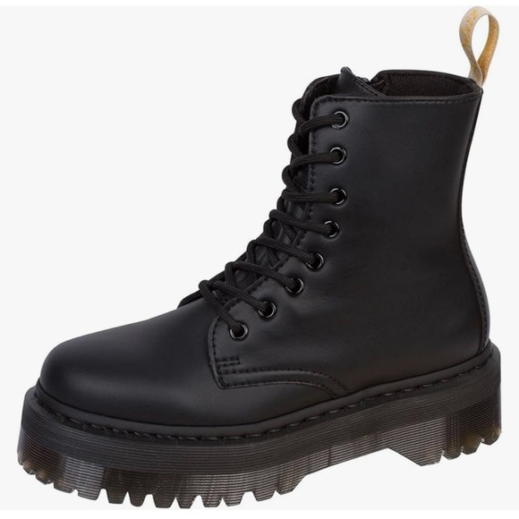 Dr. Martens Black Combat Boots with Chunky Sole and Side Zipper - Picture 2 of 4